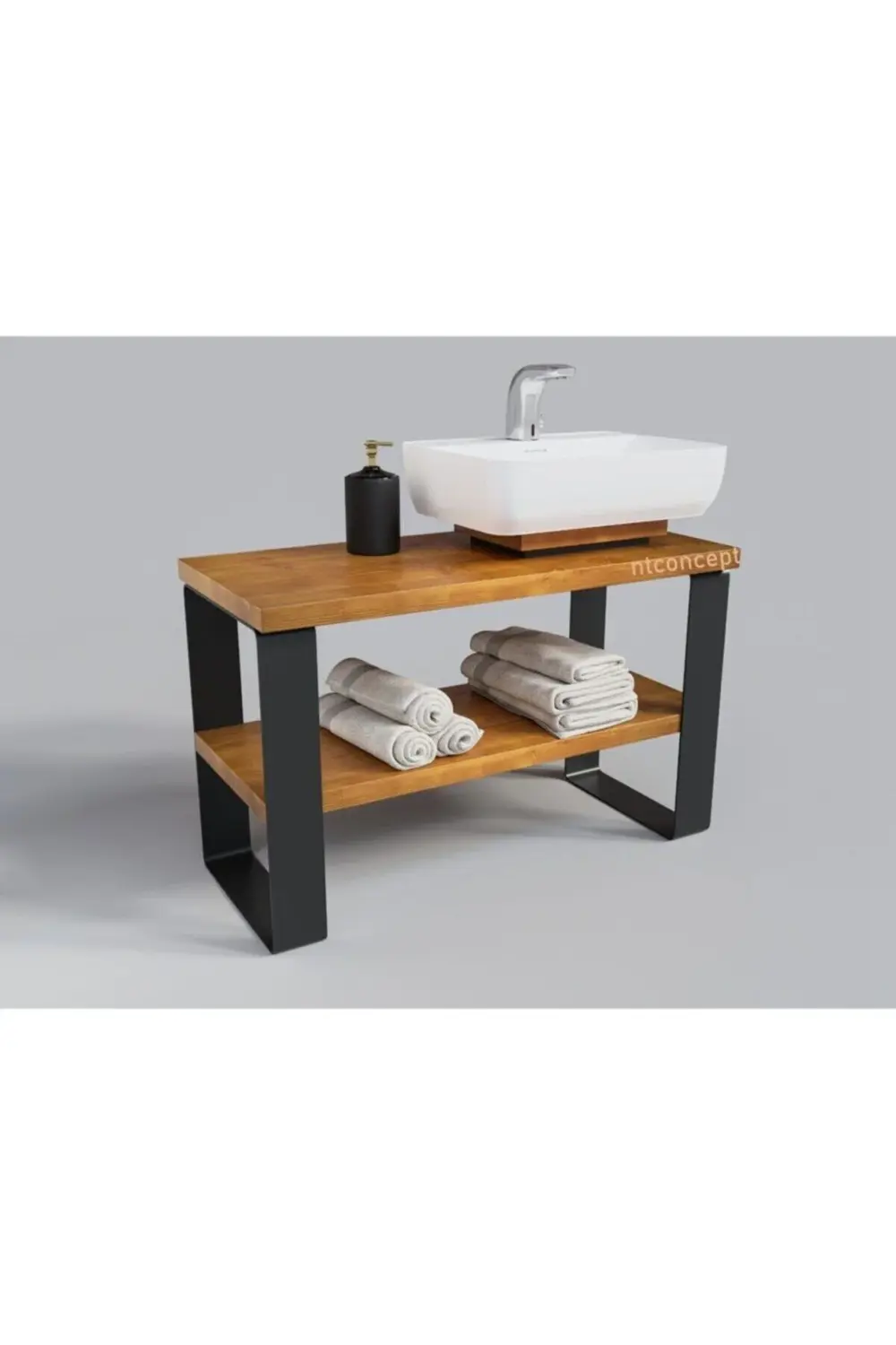 Ntconcept Sien Masif Ağaç Banyo Dolabı(hilton)(70cm)