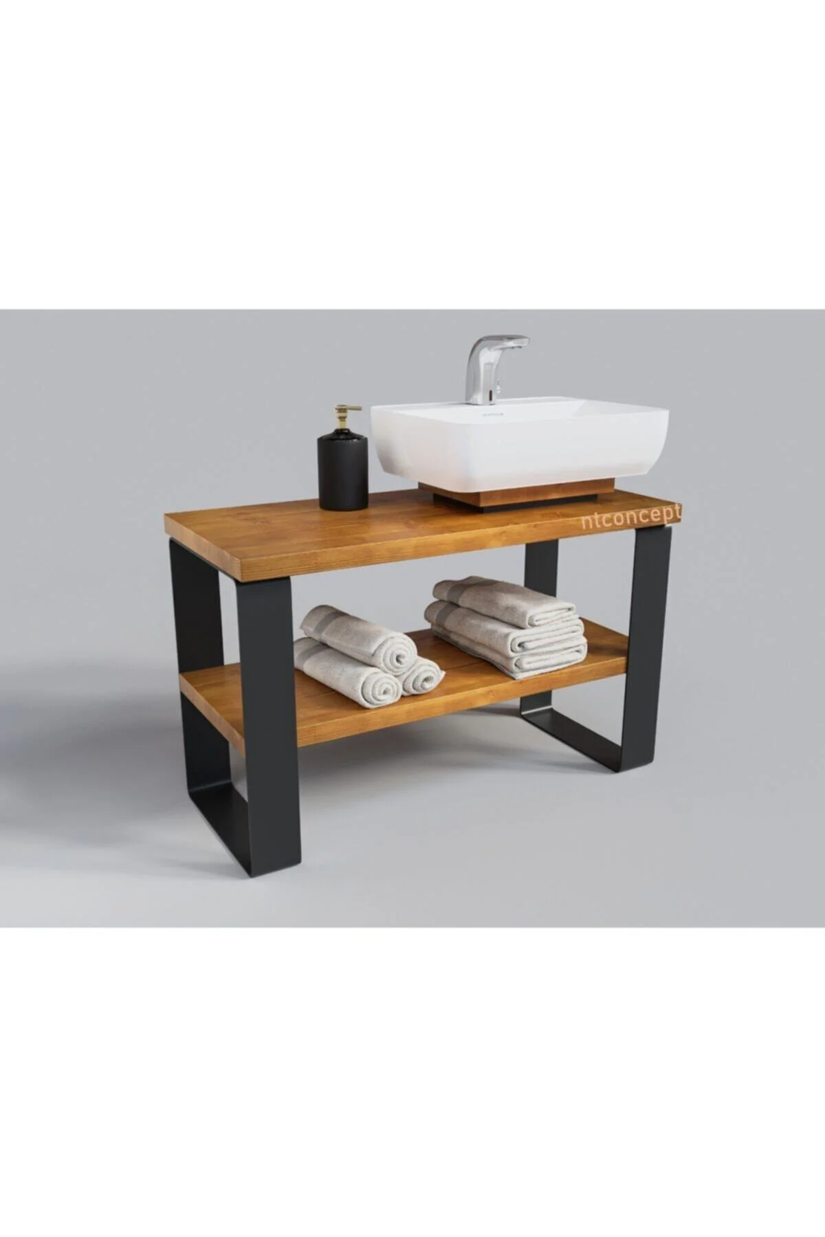 Ntconcept Sien Masif Ağaç Banyo Dolabı(hilton)(70cm)