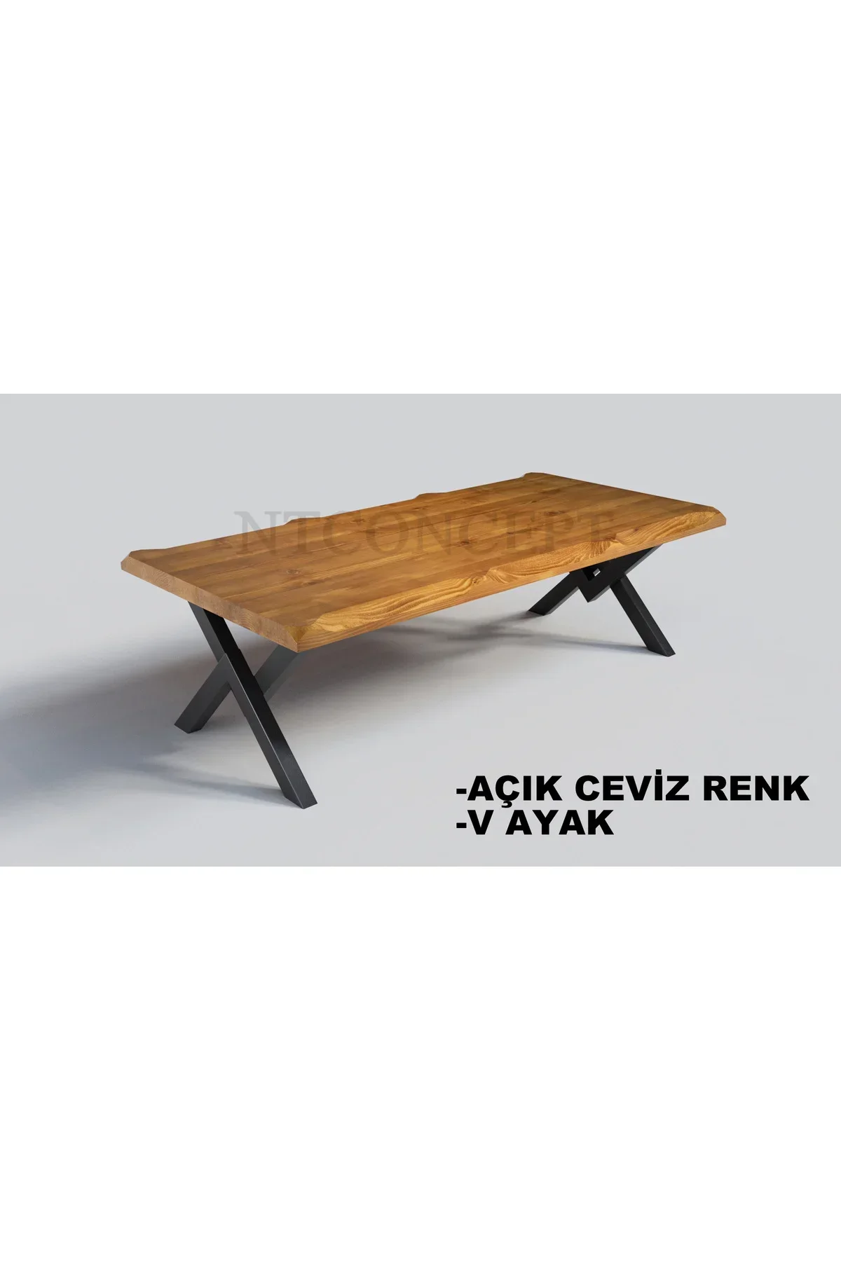 Ntconcept Sui V Ayak Masif Ahşap Sehpa(75cm-160cm-h44cm) - Görsel 2