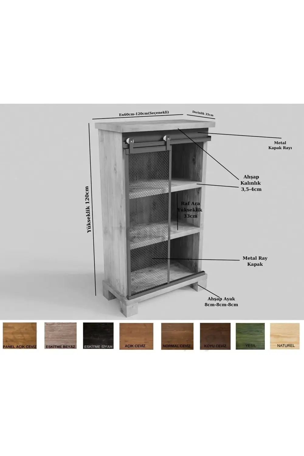 Nt Concept Ntconcept Tien Doğal Ağaç Ofis Kitaplık 120Cm H150cm 41Cm