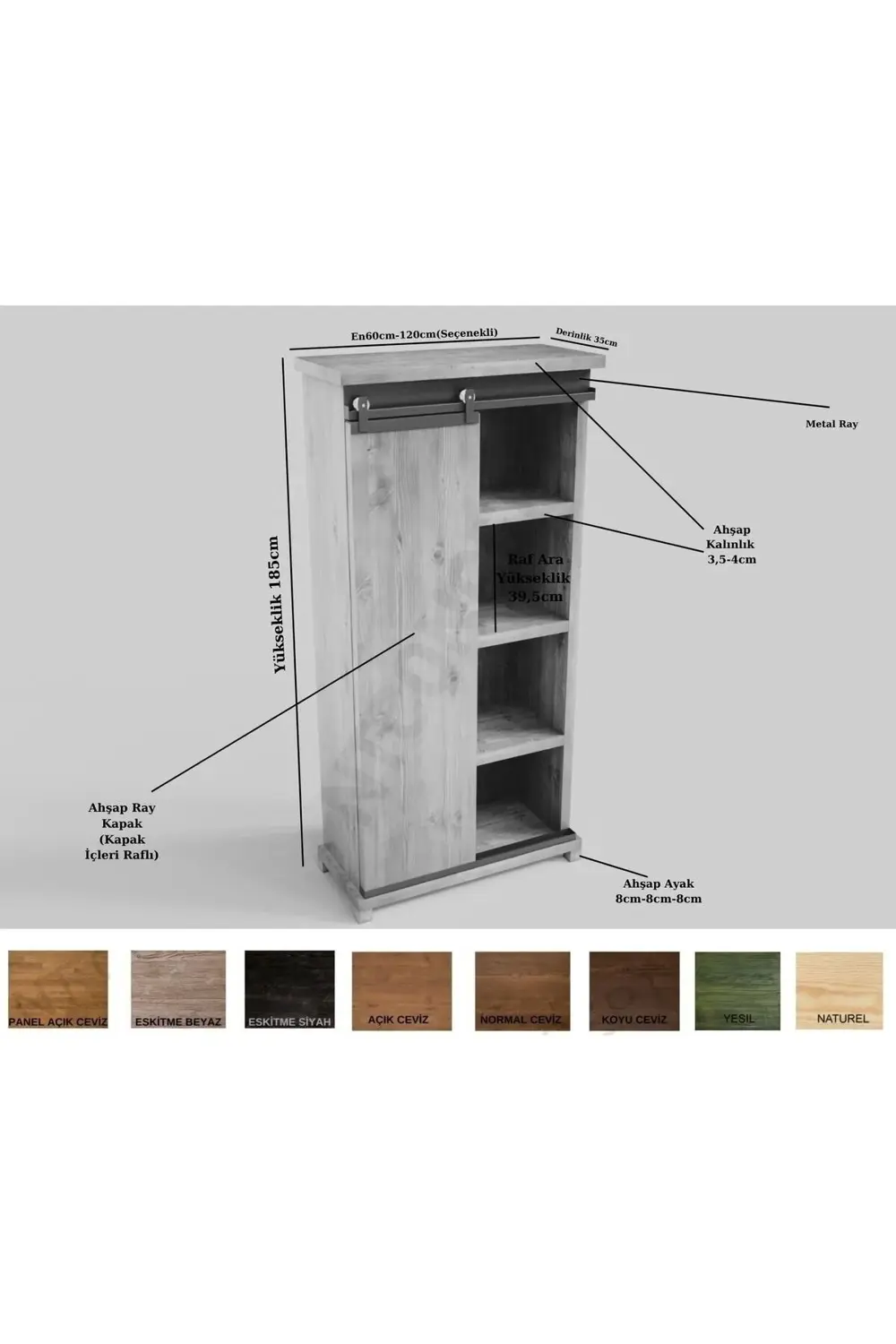 Nt Concept Ntconcept Tien Doğal Ahşap Ray Kapak Dolap(En100cm-Yükseklik 120C