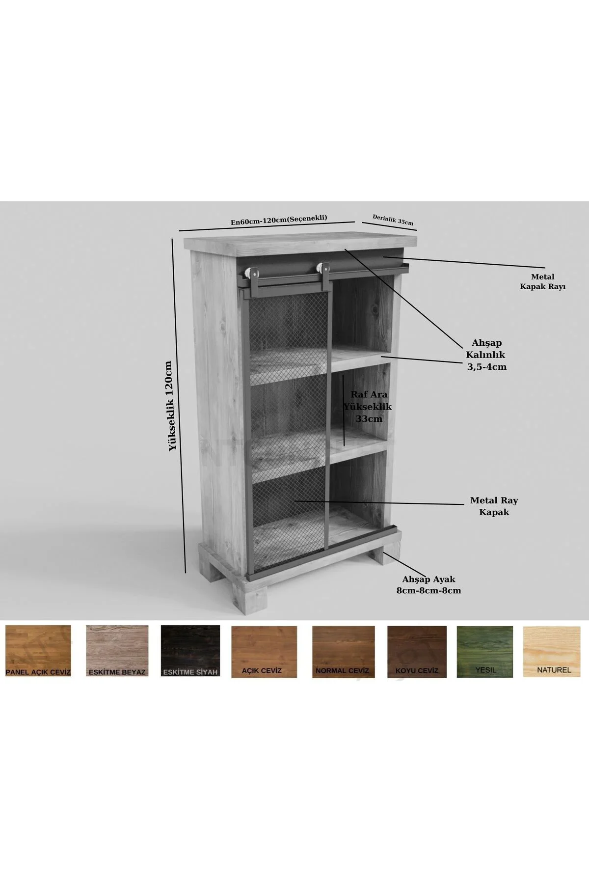 Ntconcept Tien Doğal Ağaç Ofis Kitaplık 60cm-h150cm-41cm