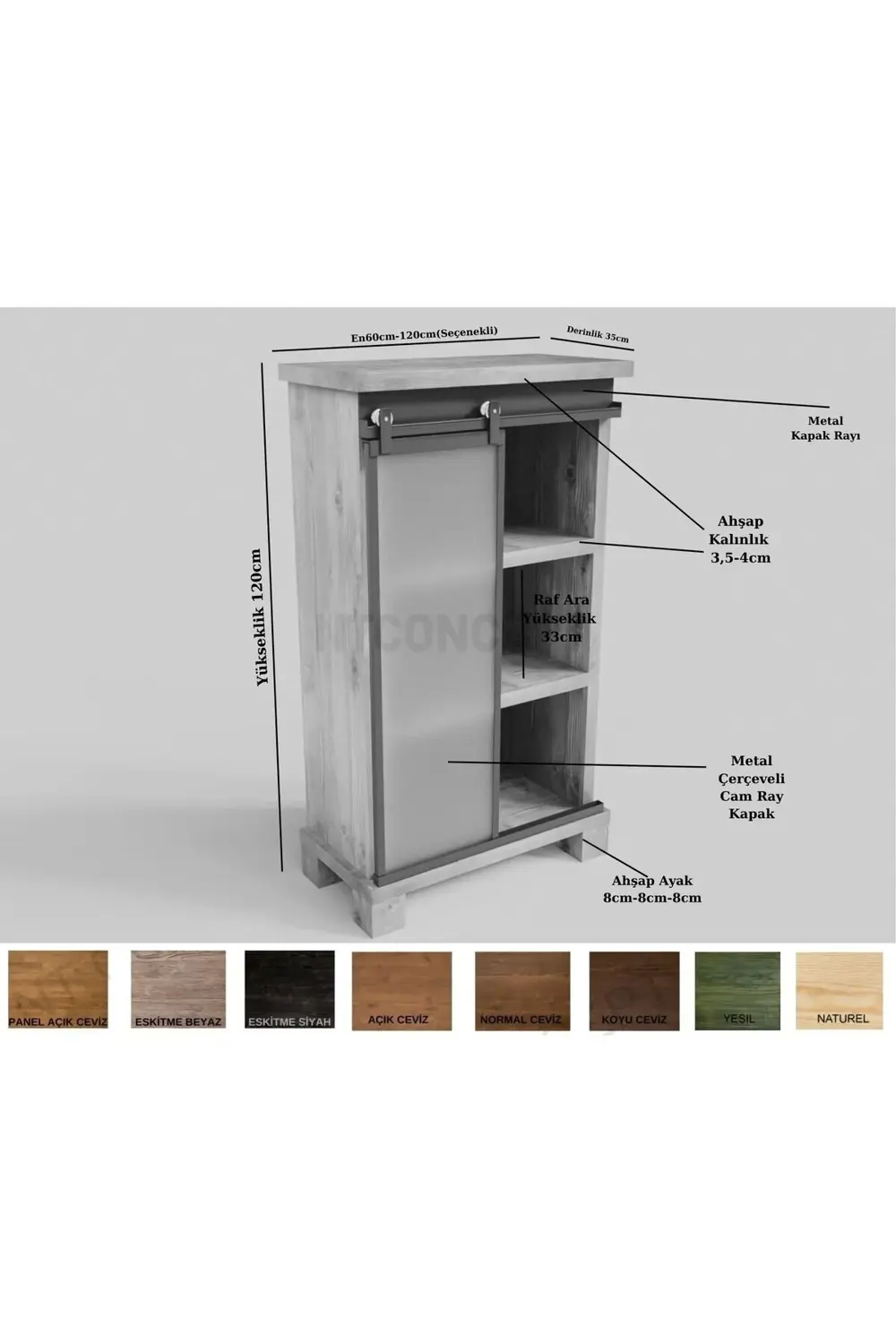 Ntconcept Ting Doğal Ağaç Ofis Kitaplık(60CM-H150CM-41CM)