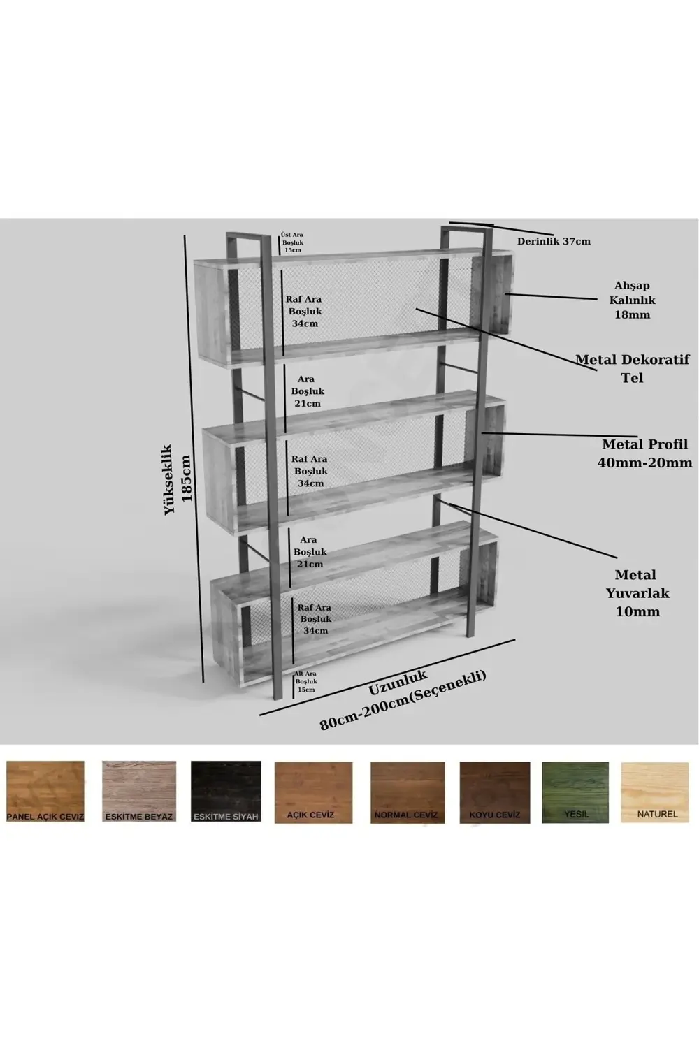 Ntconcept Tora Masif Ağaç Kitaplık-vitrin(en 160cm)