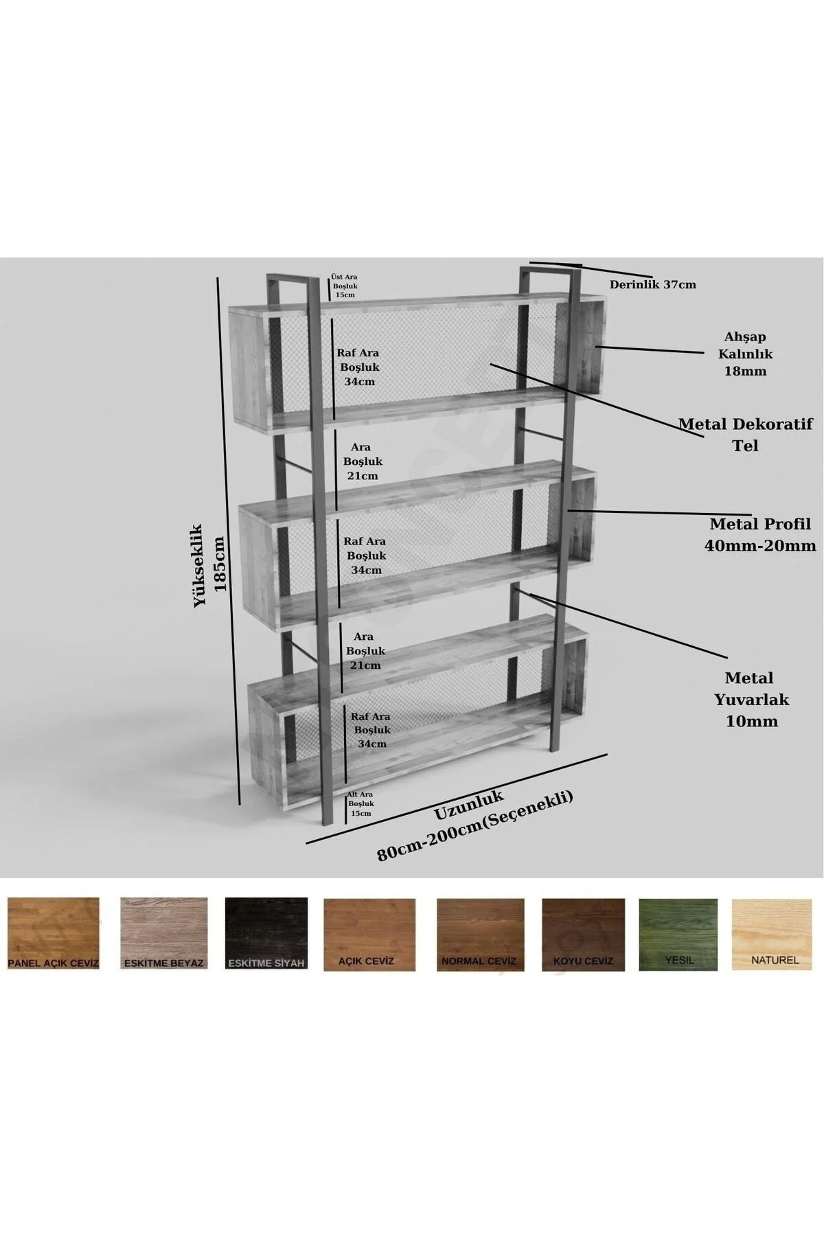 Ntconcept Tora Masif Ağaç Kitaplık-vitrin(EN 100CM)