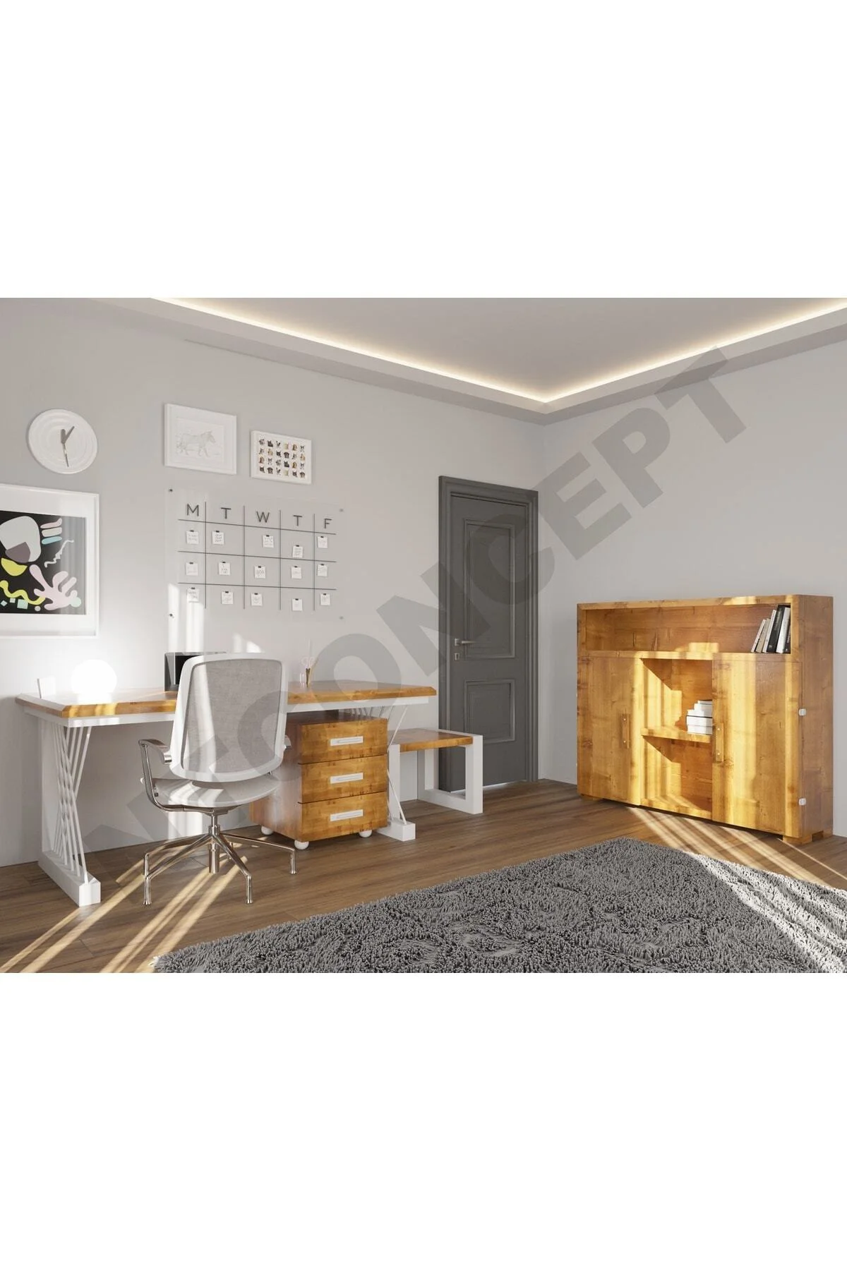 Ntconcept Tue Doğal Ahşap Dörtlü Ofis Ve Çalışma Odası-180'lik Ta