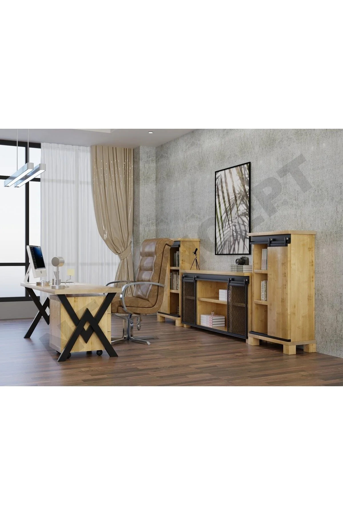 Ntconcept Venüs Doğal Ahşap Ofis ve Çalışma Odası-220'lik Takım