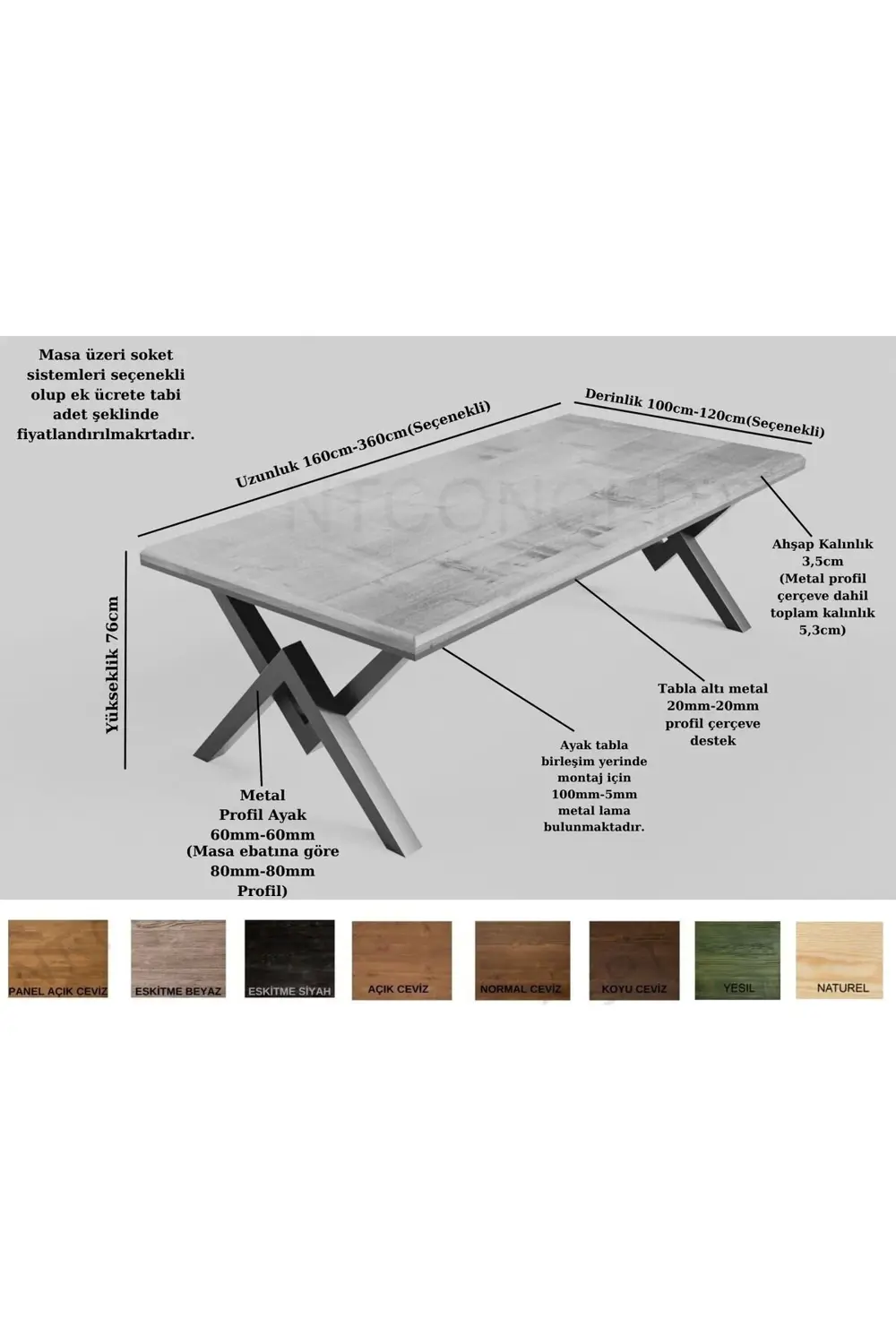 Nt Concept Ntconcept Venüs Doğal Ağaç Toplantı Masası(120Cm-280Cm)