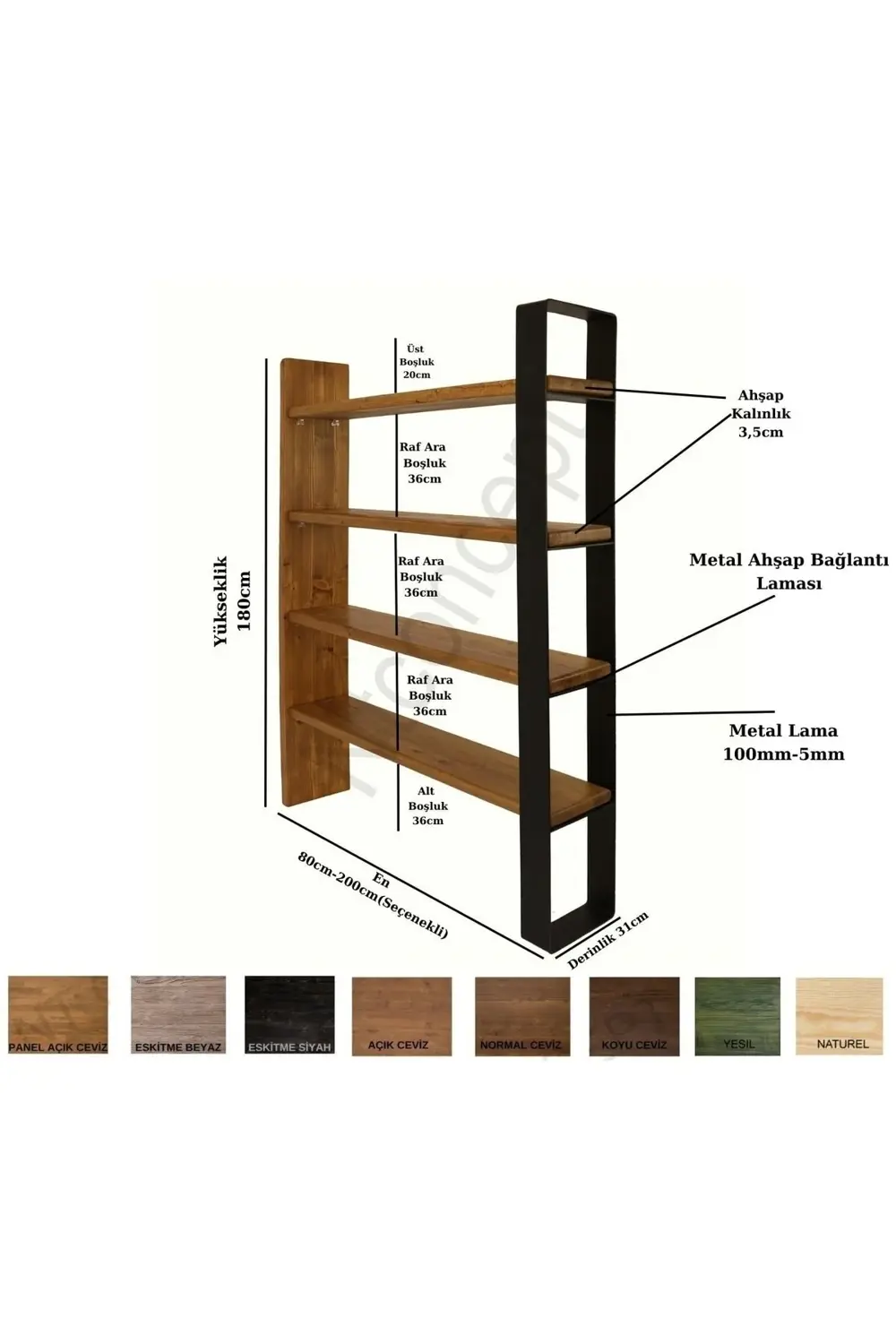 Ntconcept Via Masif Ağaç Kitaplık-vitrin(EN 80CM)
