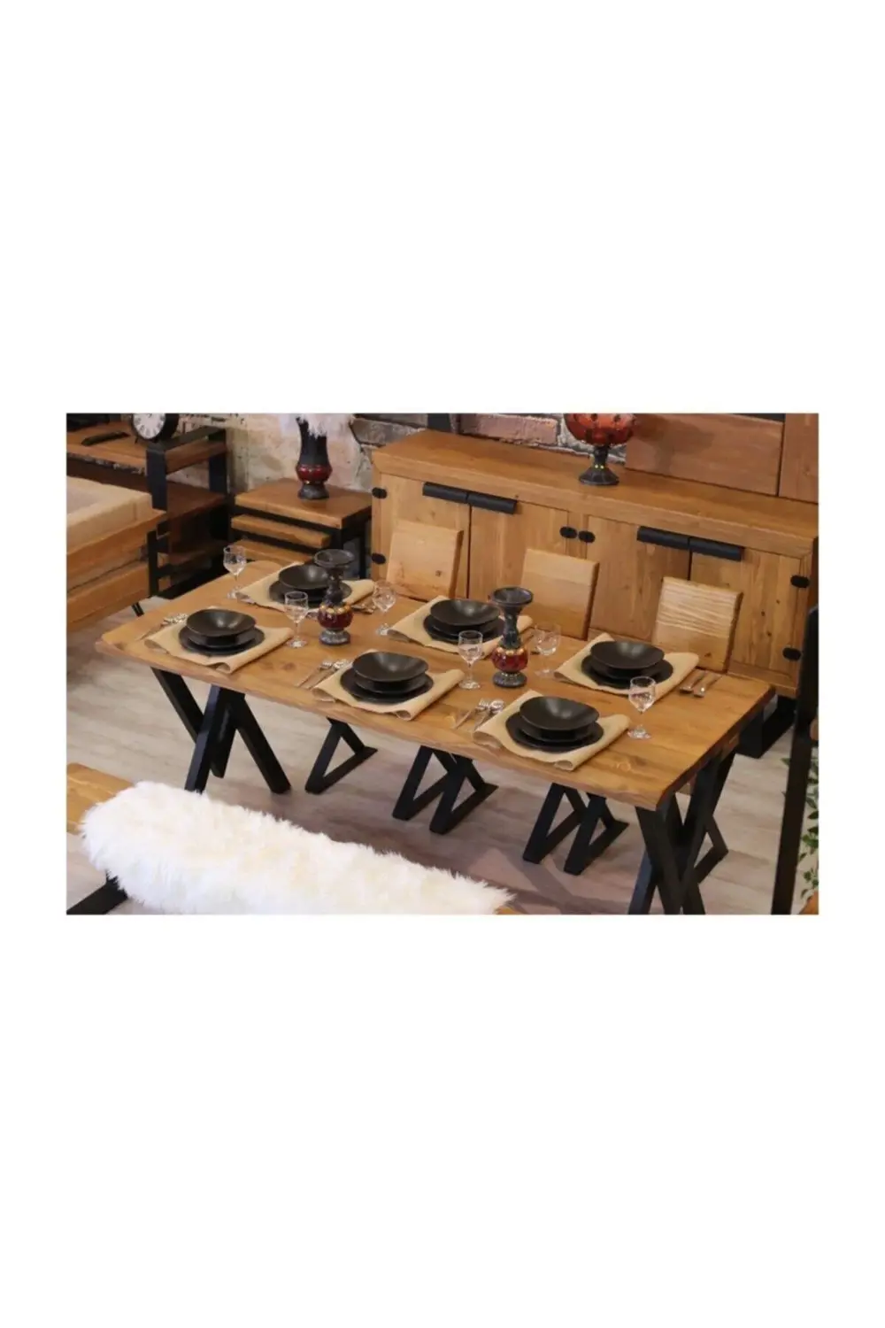 Nt Concept Ntconcept Vinne Masif Ağaç Yemek Masası - 85Cm-200Cm Masa