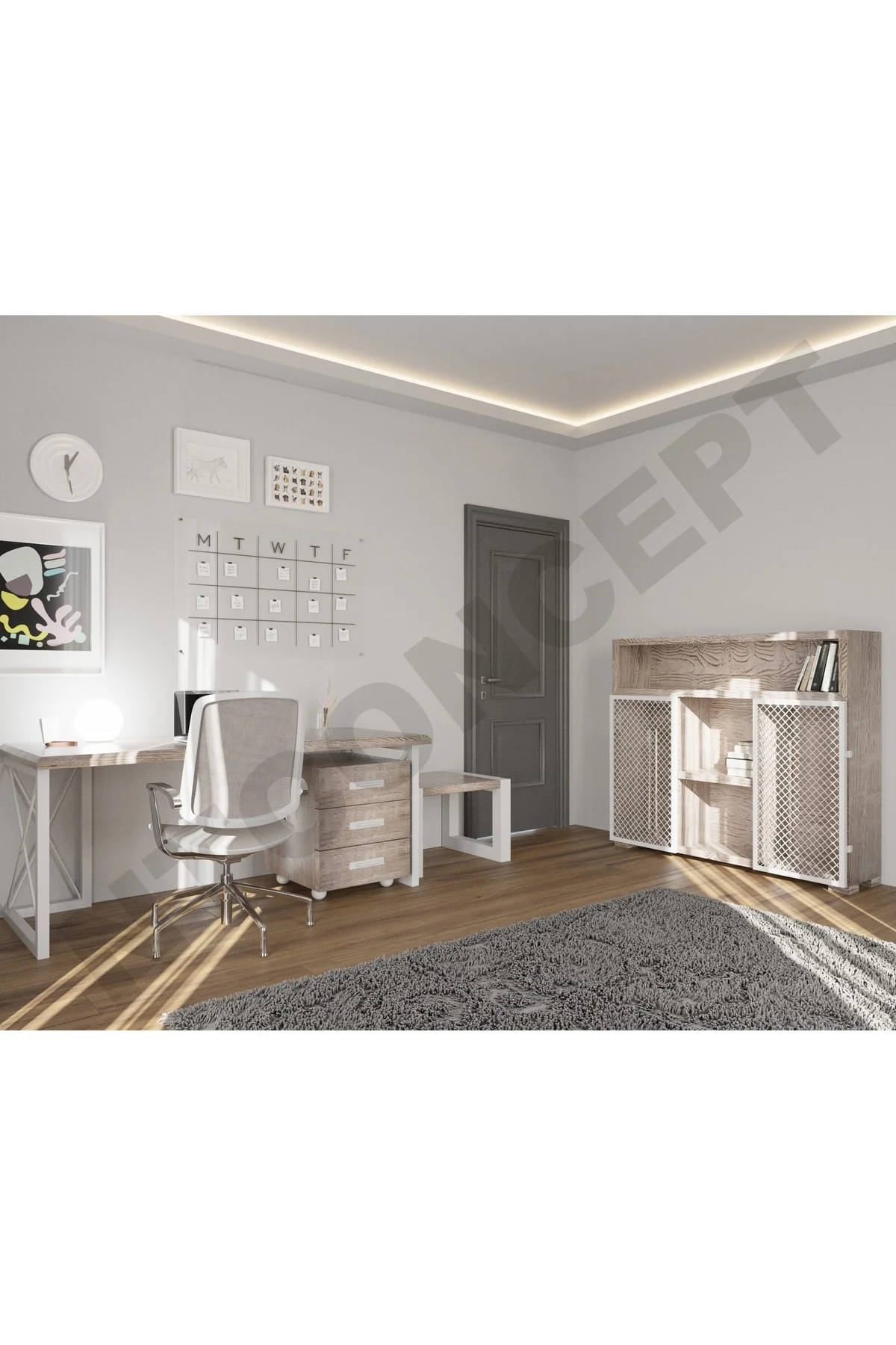 Ntconcept Well Doğal Ahşap Dörtlü Ofis Ve Çalışma Odası-200'lik T