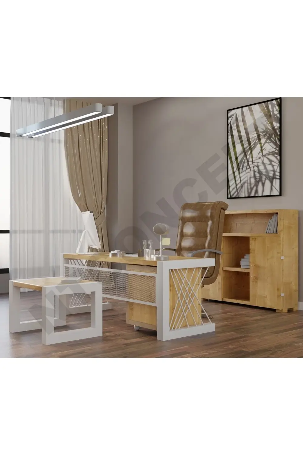 Nt Concept Ntconcept Wenox Doğal Ahşap Dörtlü Ofis Ve Çalışma Odası Takımı B