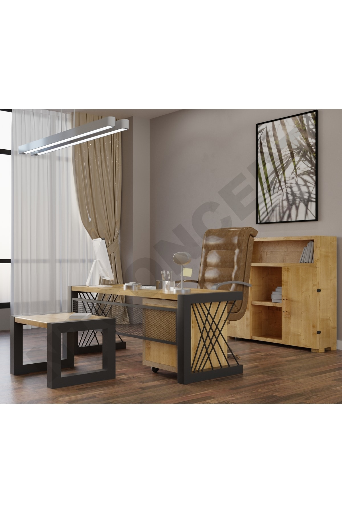 Nt Concept Ntconcept Wenoxi Doğal Ahşap Dörtlü Ofis Ve Çalışma Odası Takımı