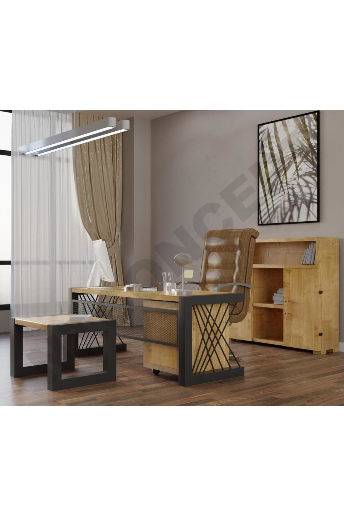 Nt Concept Ntconcept Wenoxi Doğal Ahşap Dörtlü Ofis Ve Çalışma Odası Takımı