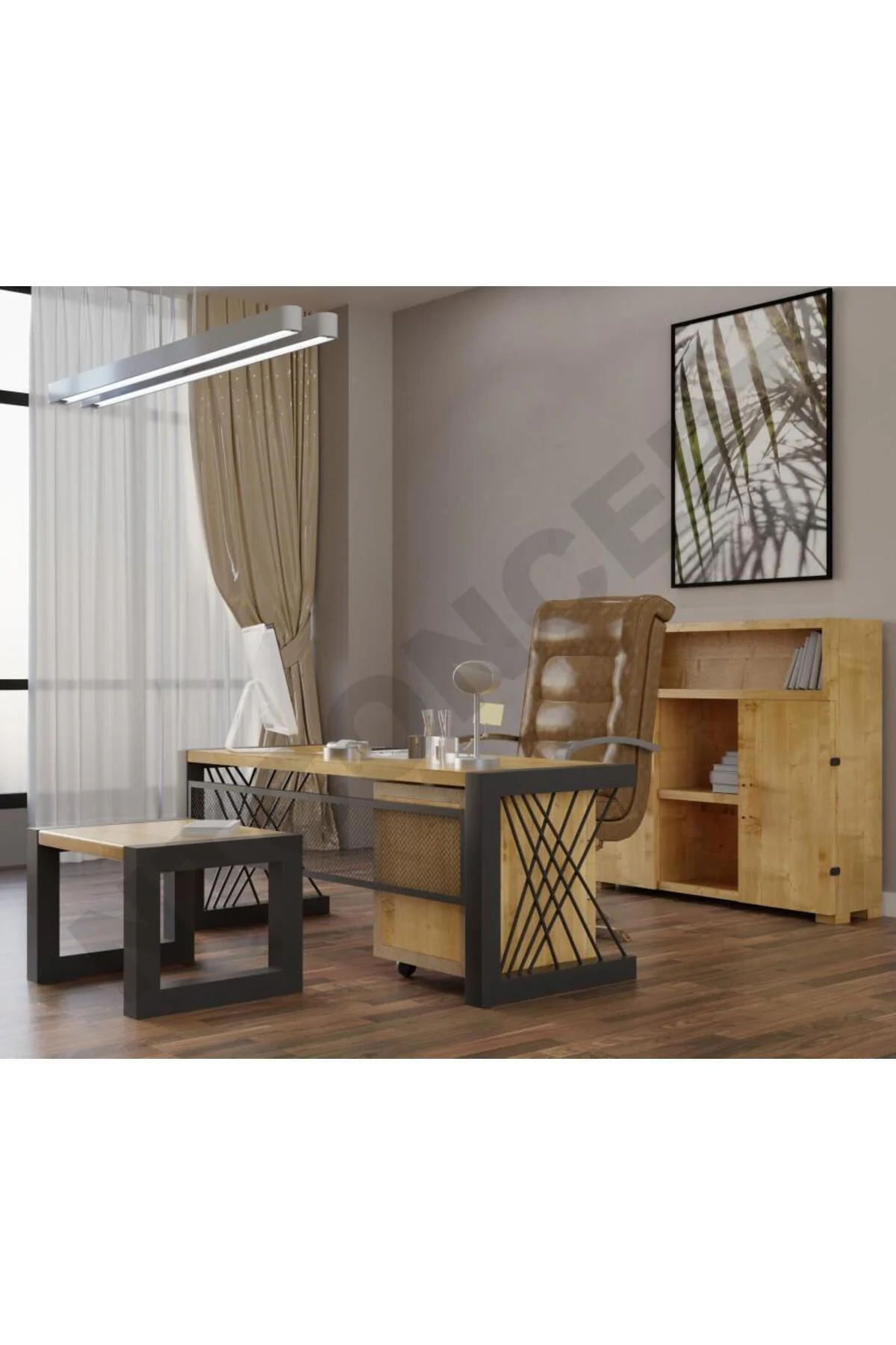 Ntconcept Wenoxi Doğal Ahşap Dörtlü Ofis Ve Çalışma Odası Takımı 