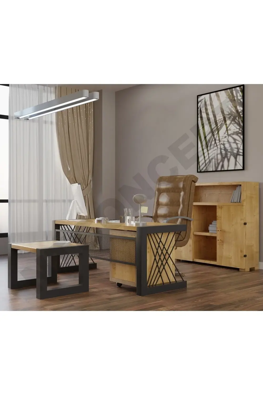 Ntconcept Wenoxi Doğal Ahşap Dörtlü Ofis Ve Çalışma Odası Takımı