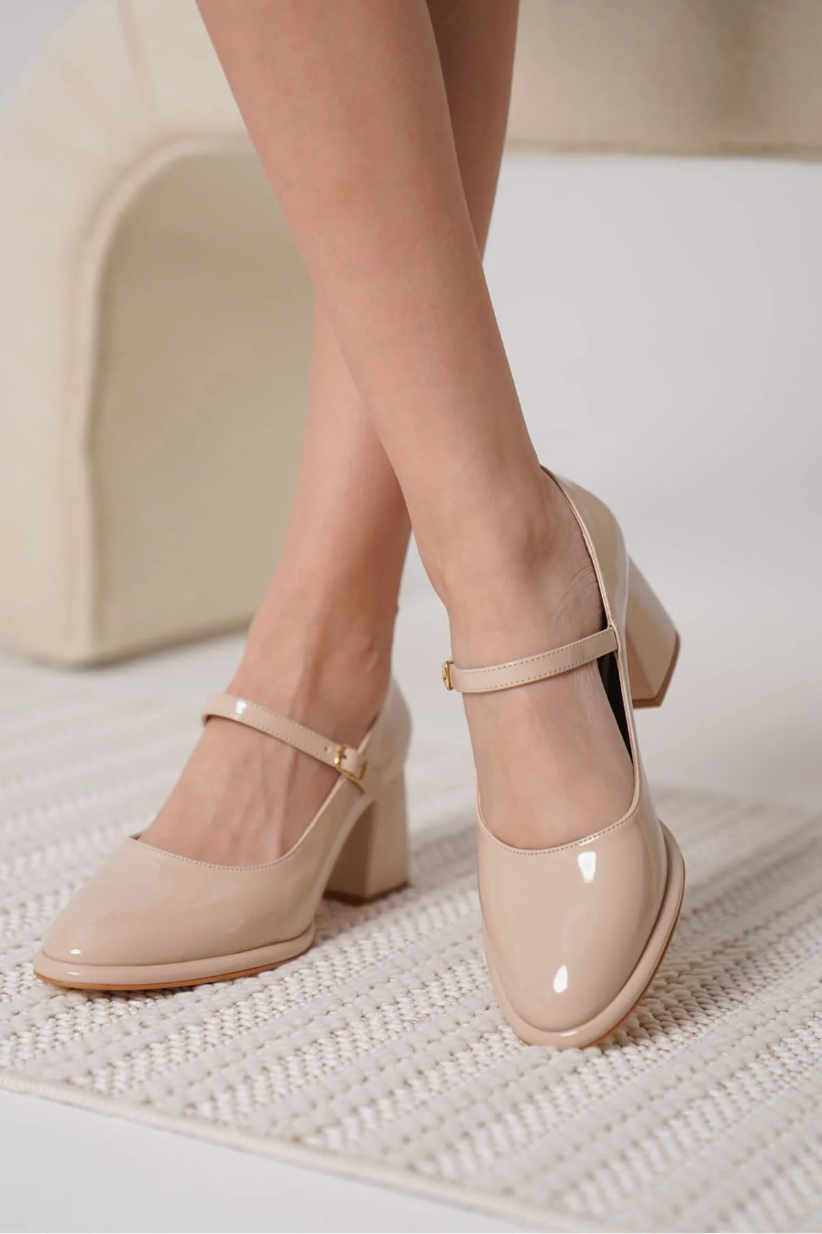 Nude Rugan Kadın Topuklu Ayakkabı TR18MS07B