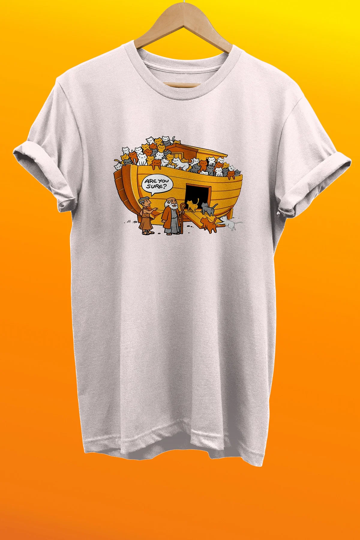 Nuh'un Kedi Gemisi Baskılı %100 Pamuk Basic T-shirt Normal Beden 
