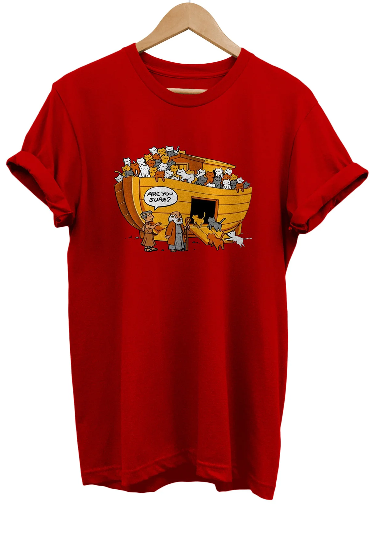 Nuh'un Kedi Gemisi Baskılı %100 Pamuk Basic T-shirt Normal Beden 