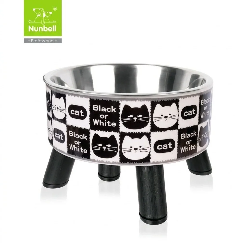 Nunbell Çelik Mama Kabı Yüksek Kedi Desen