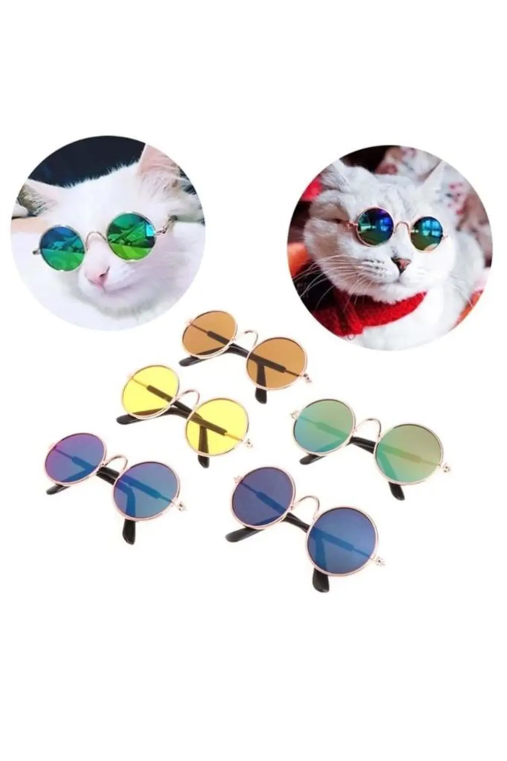 Nunbell Kedi Köpek Yuvarlak Gözlük