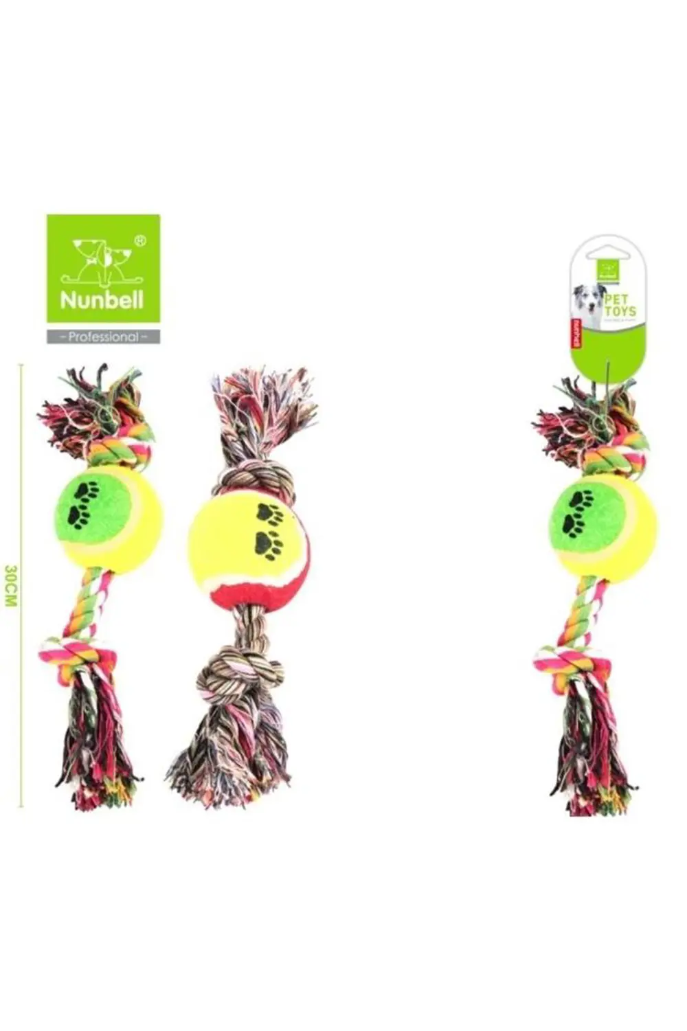 Nunbell Köpek Diş İpi Tutmalı Düğümlü Toplu 30cm
