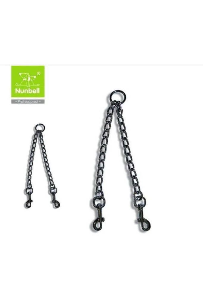 Nunbell Köpek Gezdirme İkili Zincir 2,5 CM