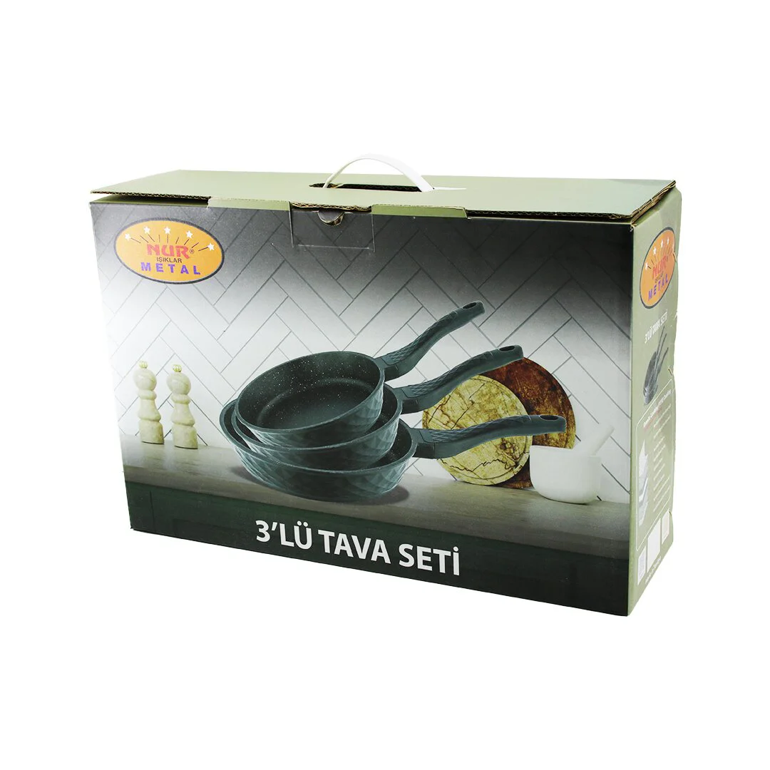 Nur Işıklar Metal 3PCS Döküm Tava Seti 20-24-28CM Fiyatı, Yorumları ve Özellikleri