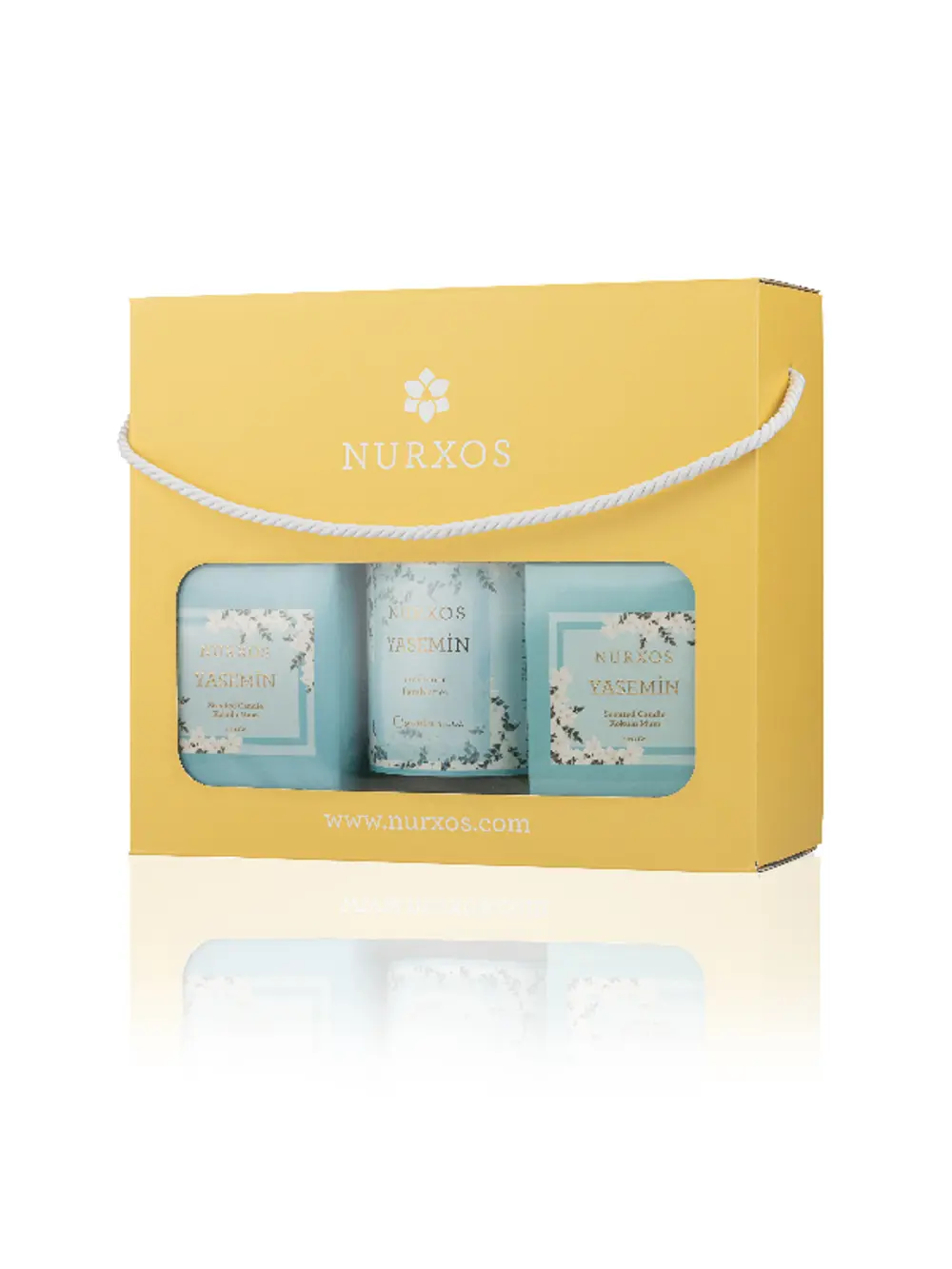 Nurxos 9687 Yasemin Kutulu 2 Adet Kokulu Mum + Freshener Oda Spre