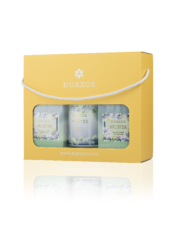 Nurxos  9688 Nilüfer Kutulu 2 Adet Kokulu Mum + Freshener Oda Spre
