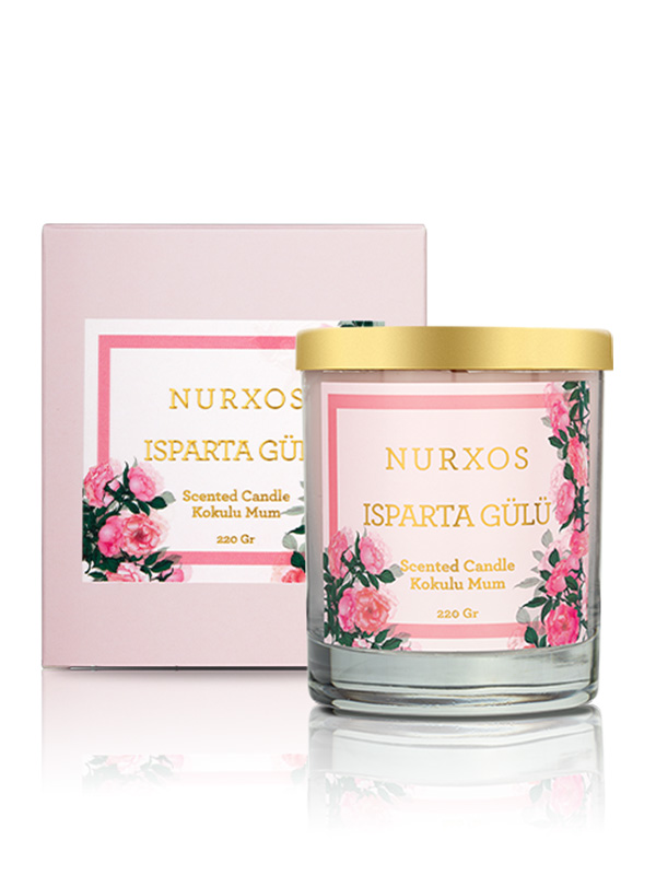 Nurxos  9689 İsparta Gülü Kutulu 2 Adet Kokulu Mum + Freshener Oda