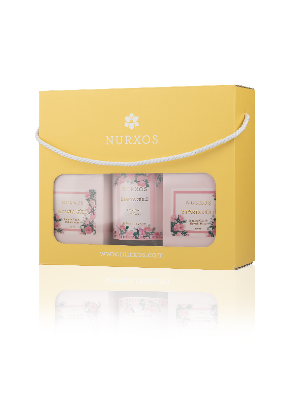 Nurxos  9689 İsparta Gülü Kutulu 2 Adet Kokulu Mum + Freshener Oda