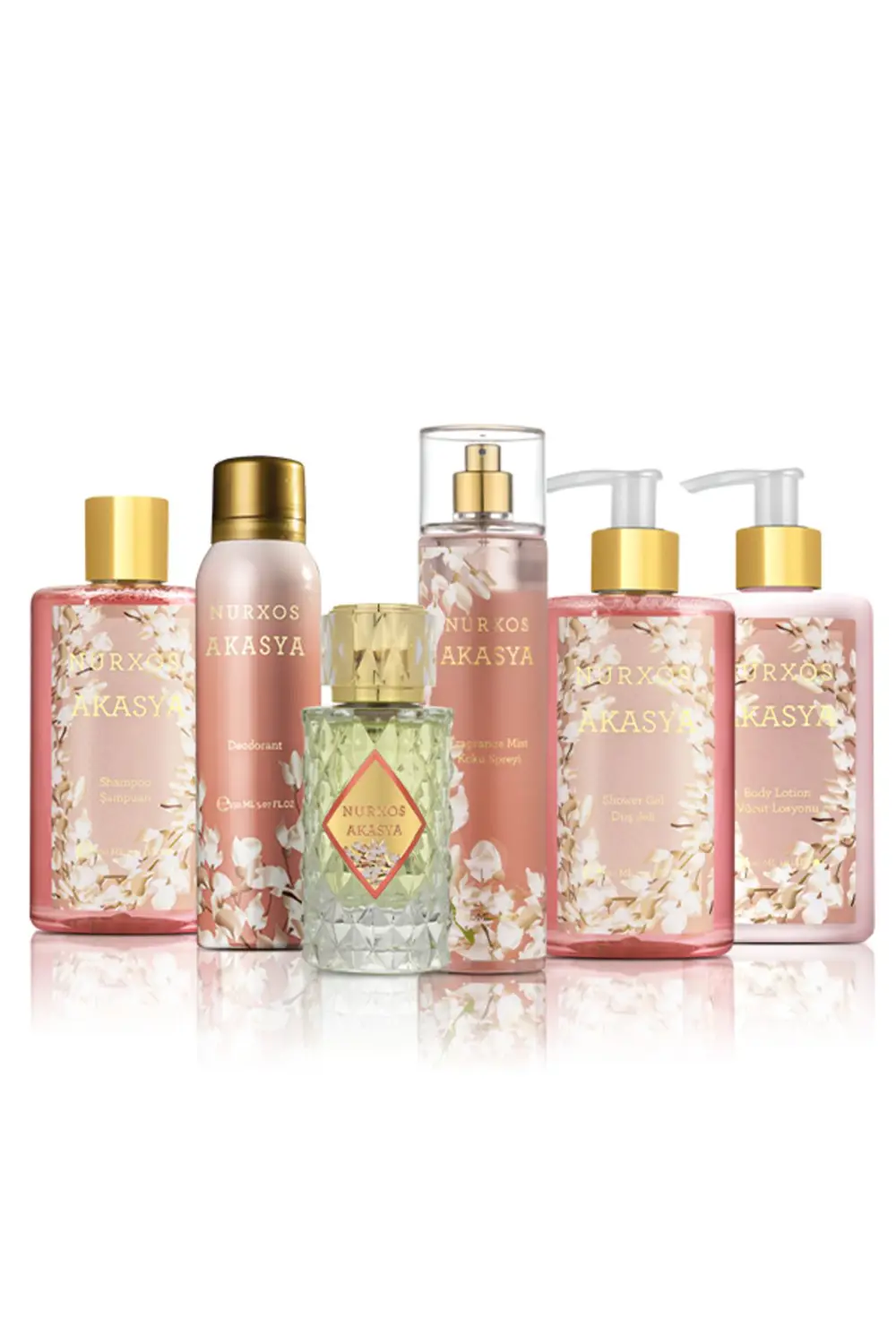 Nurxos 9858 Akasya 6’lı Kadın Bakım & Parfüm Seti – Büyük Hediye 