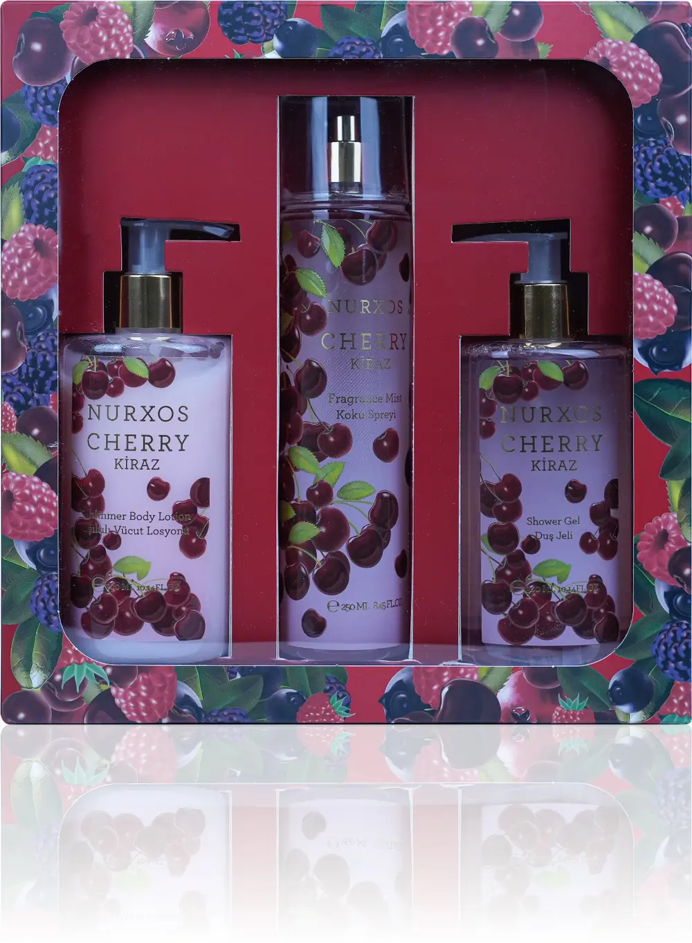 Nurxos 9887 Cherry Kiraz Hediyelik Kutulu 3'lü Set Vücut Spreyi & Nurxos 9887 Cherry Kiraz Hediyelik Kutulu 3'lü Set Vücut Spreyi &