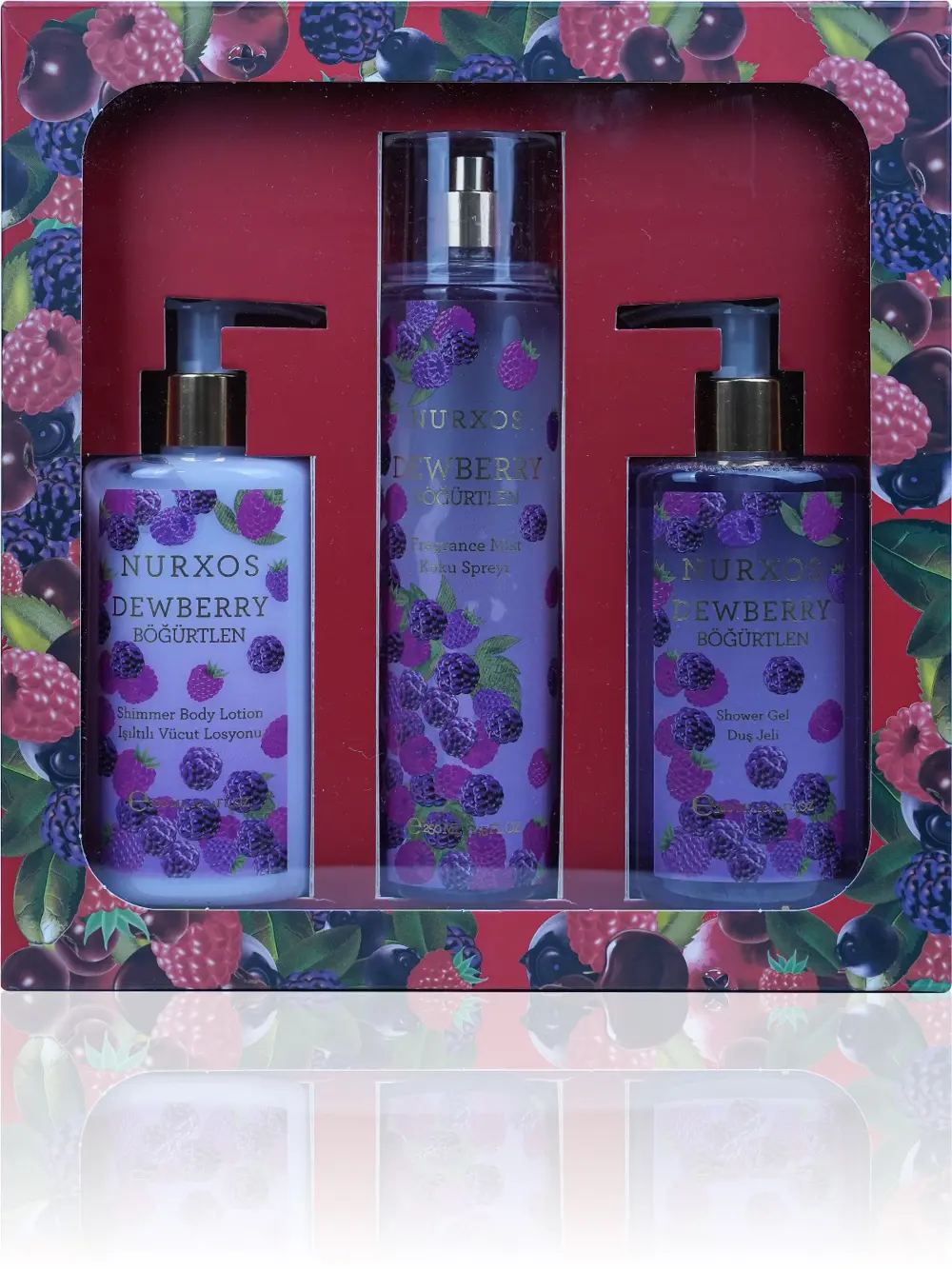 Nurxos 9889 Dewberry Böğürtlen Hediyelik Kutulu 3'lü Set Vücut Sp