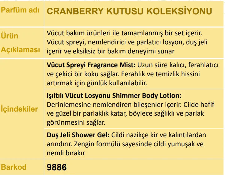 Nurxos Cranberry (Kızılcık) 3’lü Kadın Bakım Seti – Hediyelik Kut