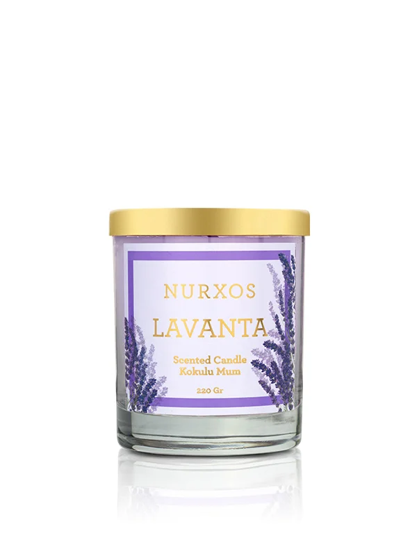 Nurxos Lavanta Kokulu Mum 220 Gr – Çiçeksi Odunsu Soya Mumu - 966