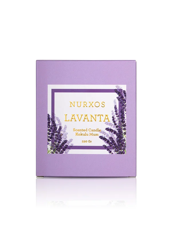 Nurxos Lavanta Kokulu Mum 220 Gr – Çiçeksi Odunsu Soya Mumu - 966