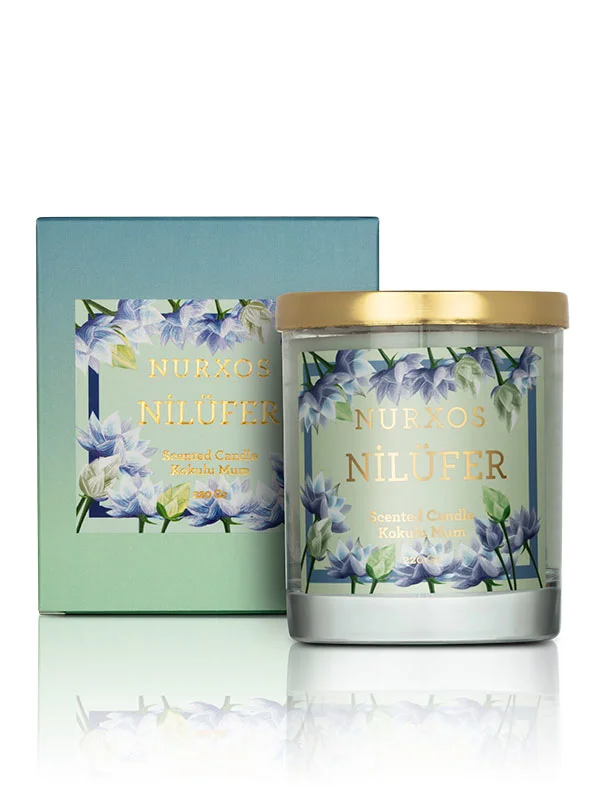 Nurxos Nilüfer Kokulu Mum 220 Gr – Aromatik Odunsu Soya Mumu - 96
