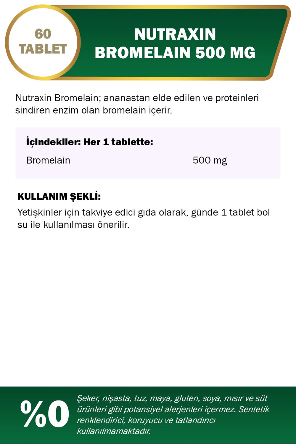 Nutraxin  Bromelain 500 Mg 60 Tablet