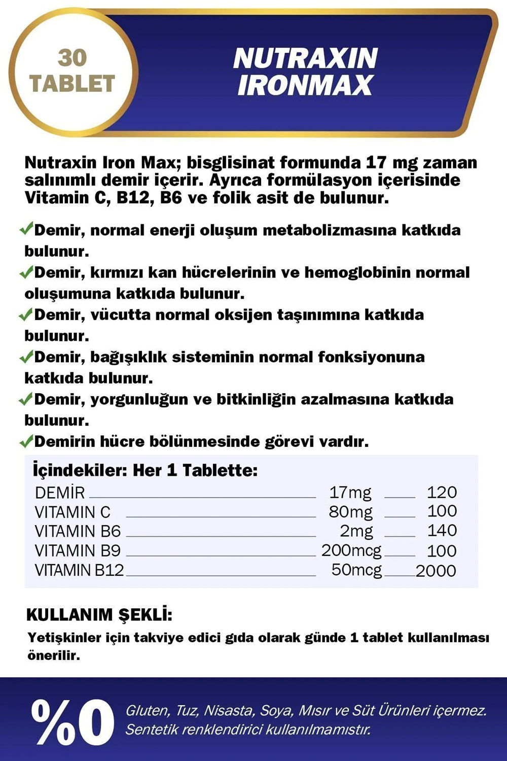 Nutraxin Iron Max 17 Mg 30 Tablet