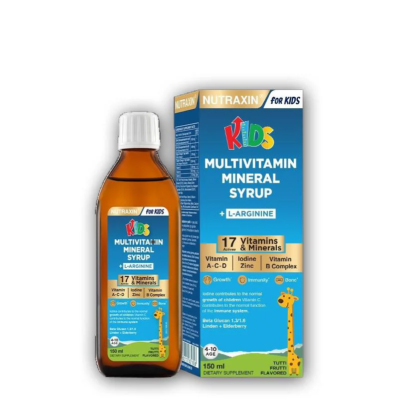Nutraxin KIDS Multivitamin Mineral + L Argine Syrup 150ml Nutraxin KIDS Multivitamin Mineral + L Argine Syrup 150ml