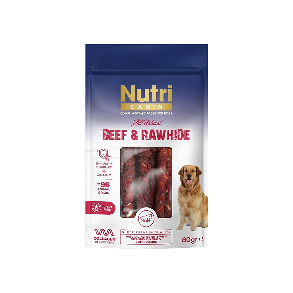 Nutri Canin Beef & Rawhide Sığır Eti Sarılı Kemik Köpek Ödülü 80 g