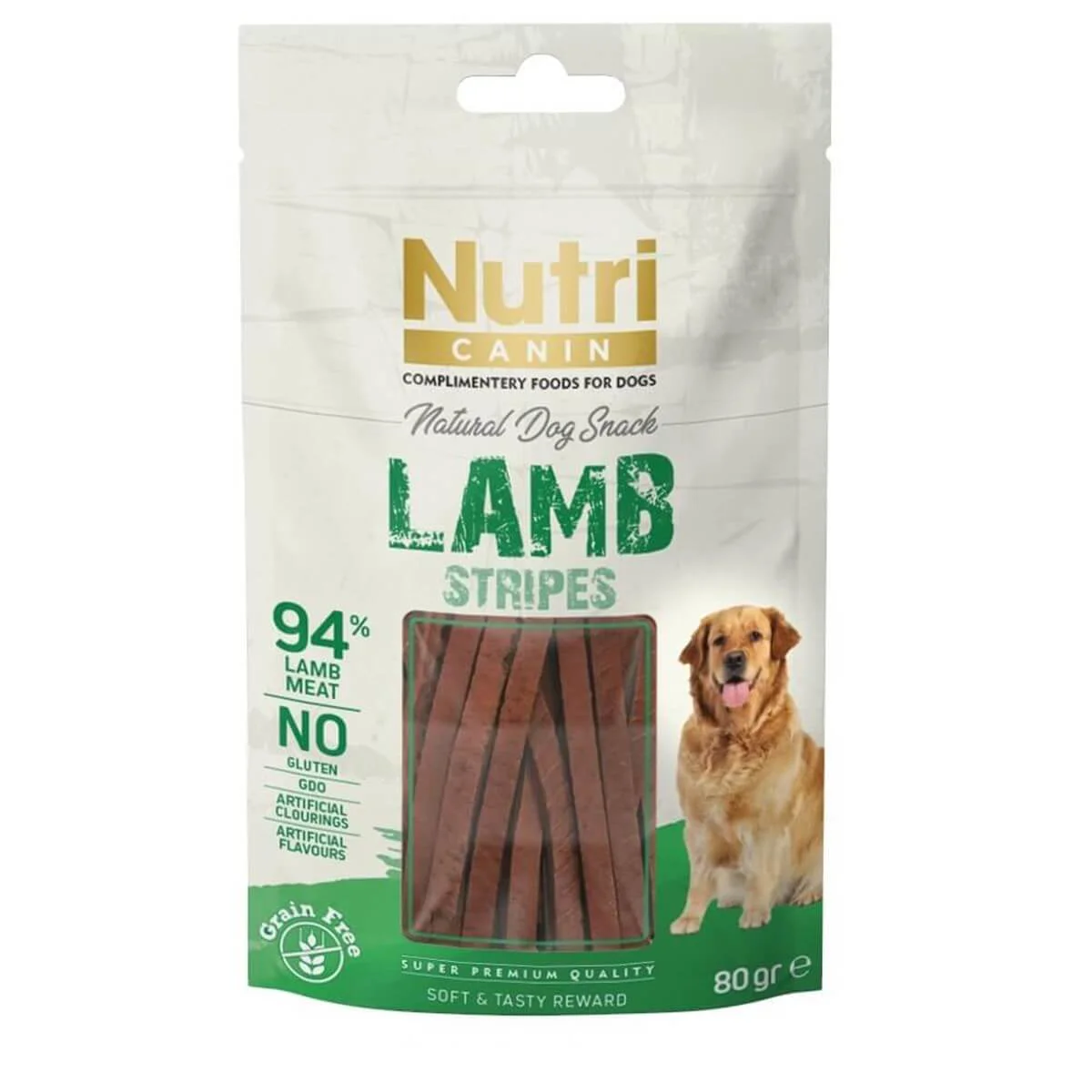 Nutri Canin Tahılsız Kuzulu Şeritler Köpek Ödül sı 80gr Nutri Canin Tahılsız Kuzulu Şeritler Köpek Ödül sı 80gr