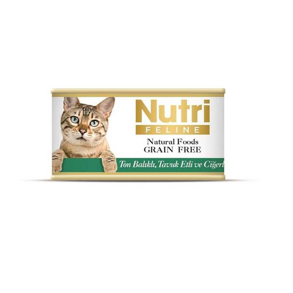 Nutri Feline Tahılsız Tavuklu Ton Balıklı Ciğerli Kedi Konservesi