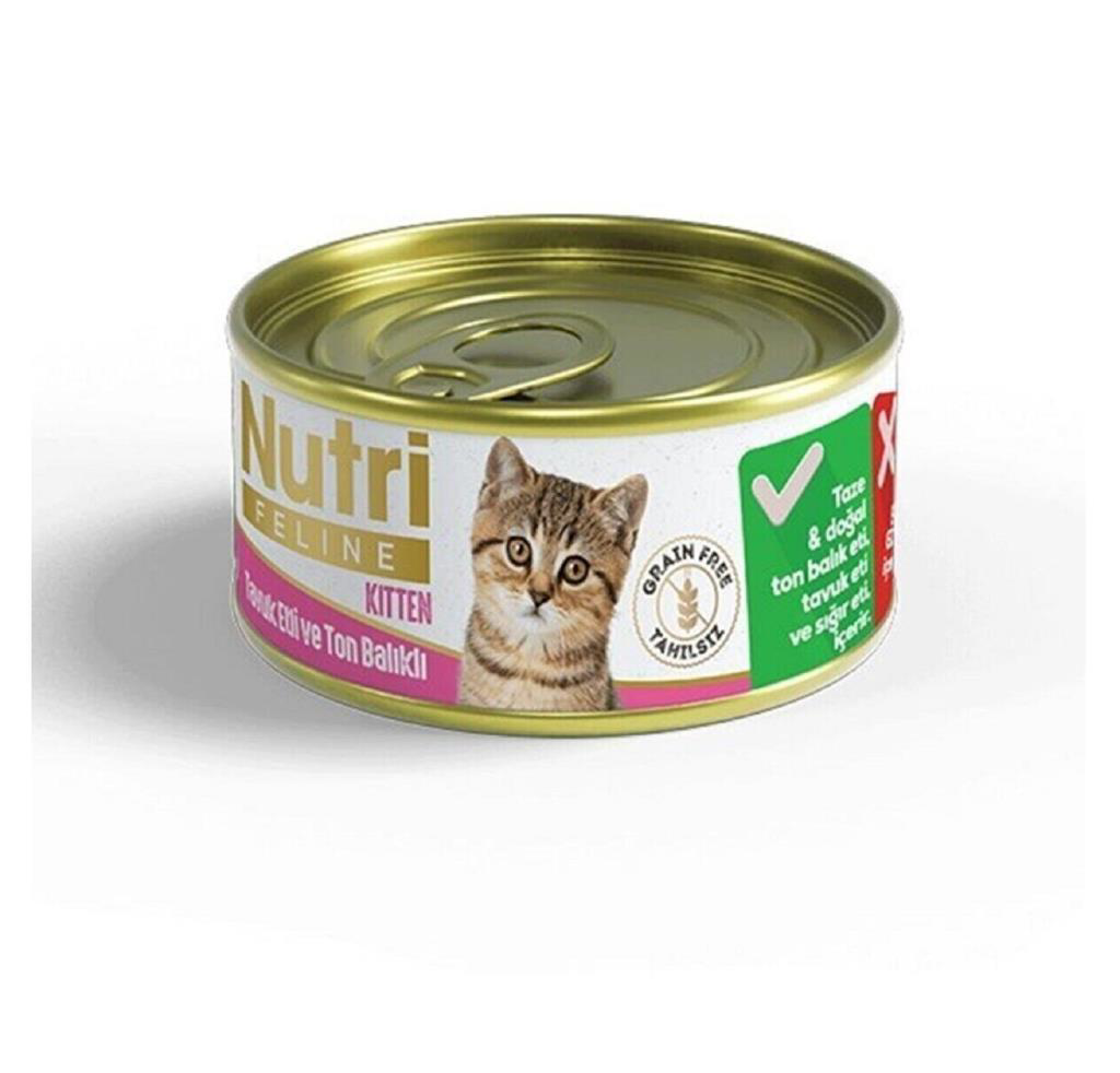 Nutri Feline Tahılsız Tavuklu Ton Balıklı Yavru Kedi Konservesi 8 Nutri Feline Tahılsız Tavuklu Ton Balıklı Yavru Kedi Konservesi 8
