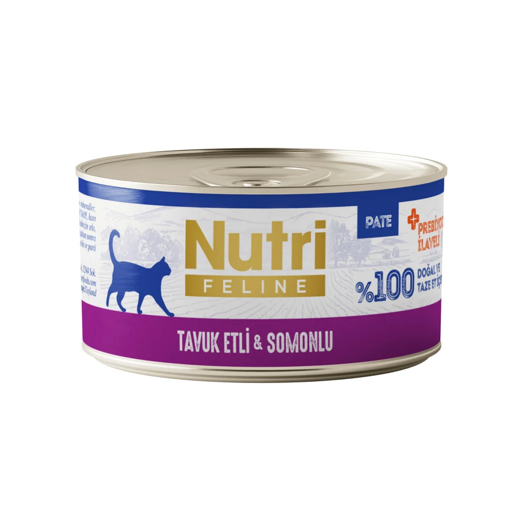 Nutri Feline Tuk Etli ve Somonlu Tahılsız Prebiyotik İleli Ezme Yetişkin Kedi Konservesi 70gr