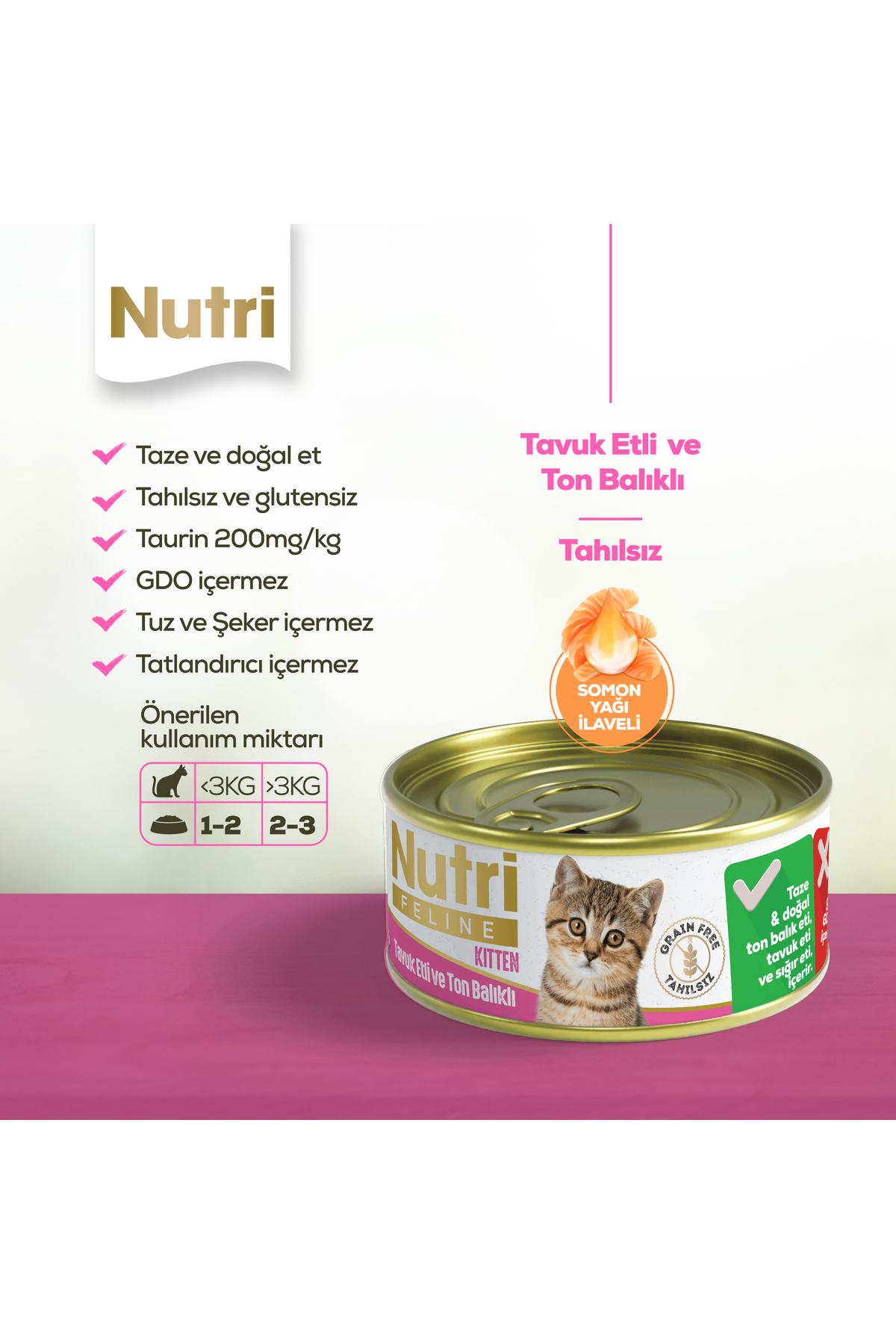 Nutri Tahılsız Tavuk Etli Ton Balıklı Yavru Kedi Konservesi 85 gr