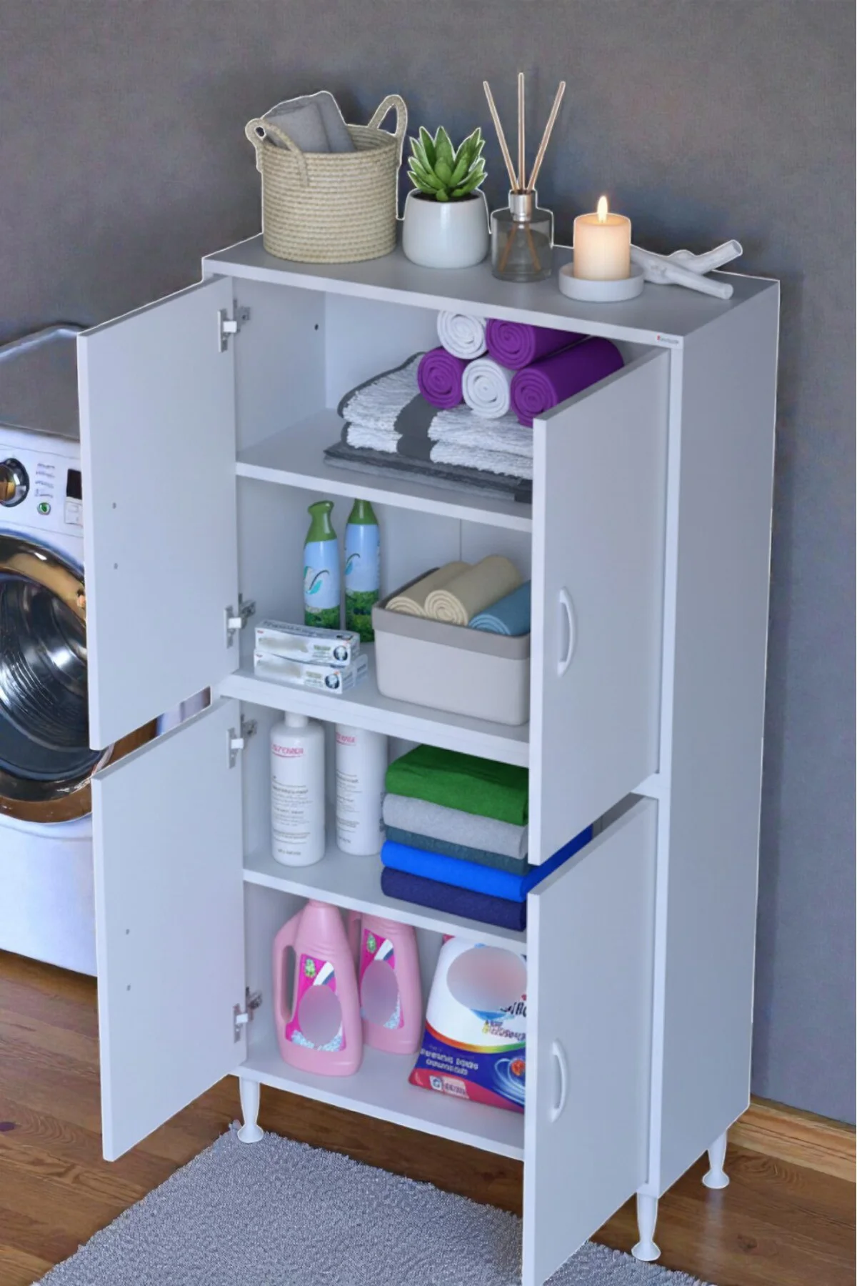 Nuve Geniş Depolama Alanlı Dolap 85 cm Banyo/Mutfak Çok Fonksiyon