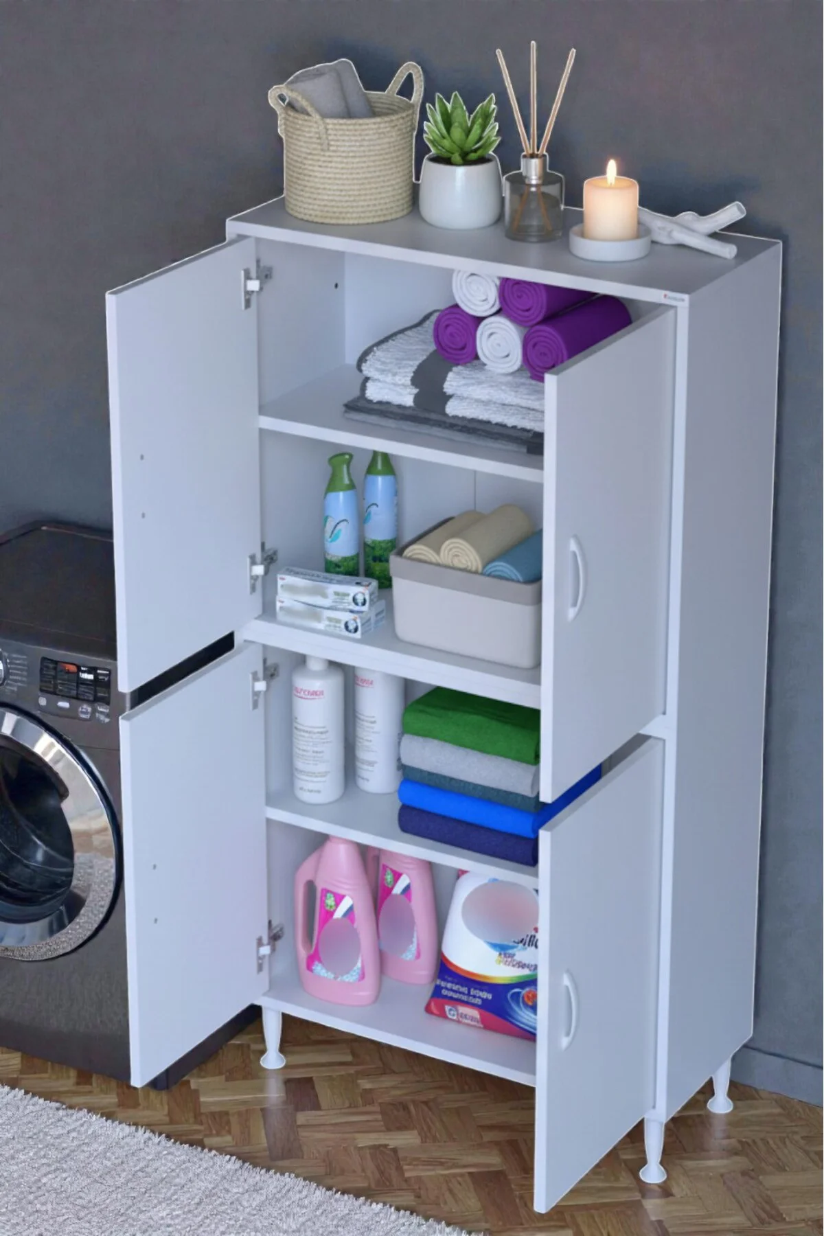 Nuve Geniş Depolama Alanlı Dolap 75 cm Banyo/Mutfak Çok Fonksiyon